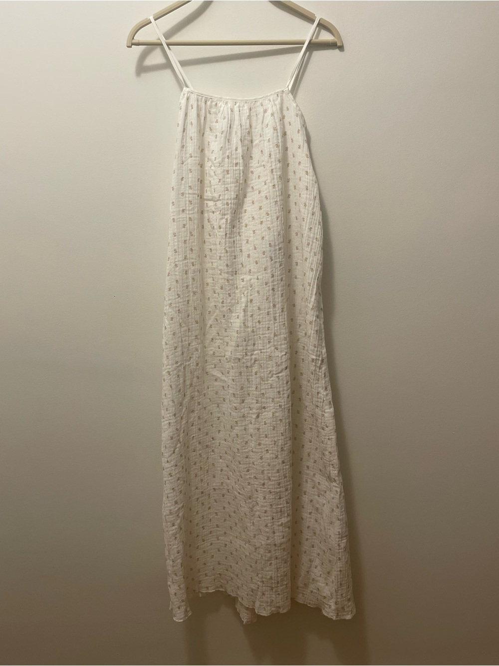 H&M DIVIDED White Gauze Seersucker Spaghetti-Strap Maxi Dress - Picture 1 of 9